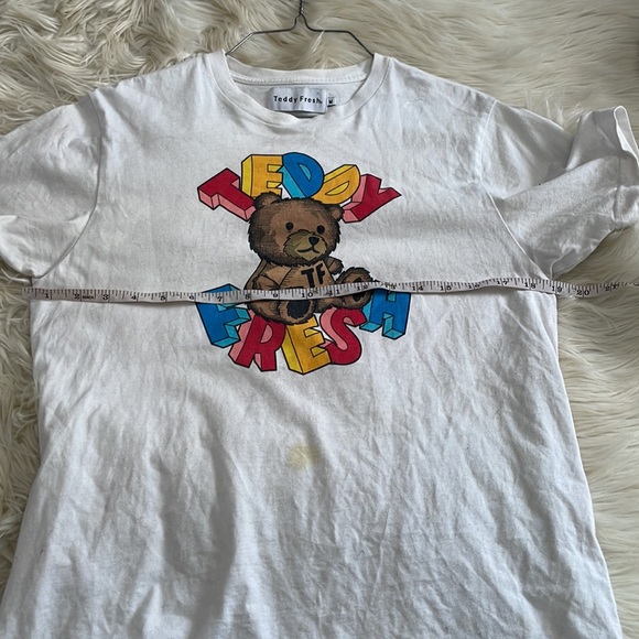 Teddy Fresh merch white crew neck teddy t shirt short sleeve sz M cotton stained - Picture 13 of 17